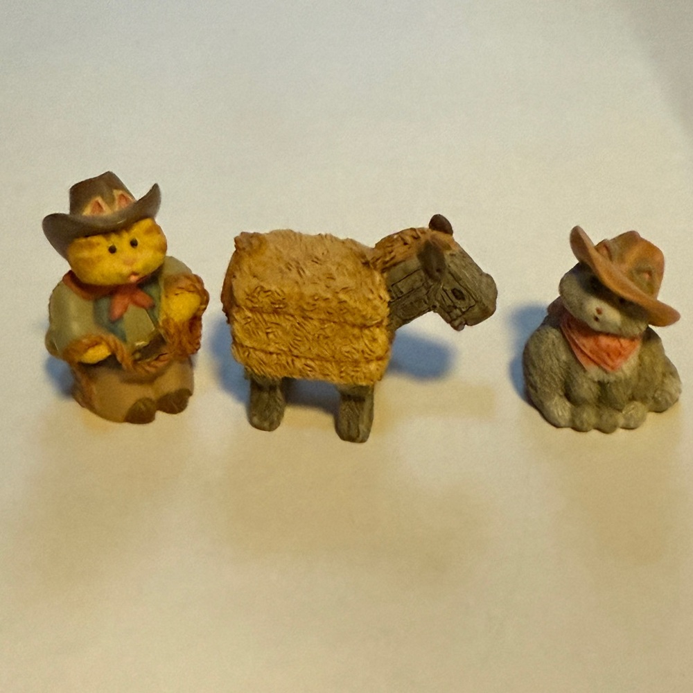 1996 Hallmark Cowboy Cameron Cats 3 Piece Merry Miniature Set